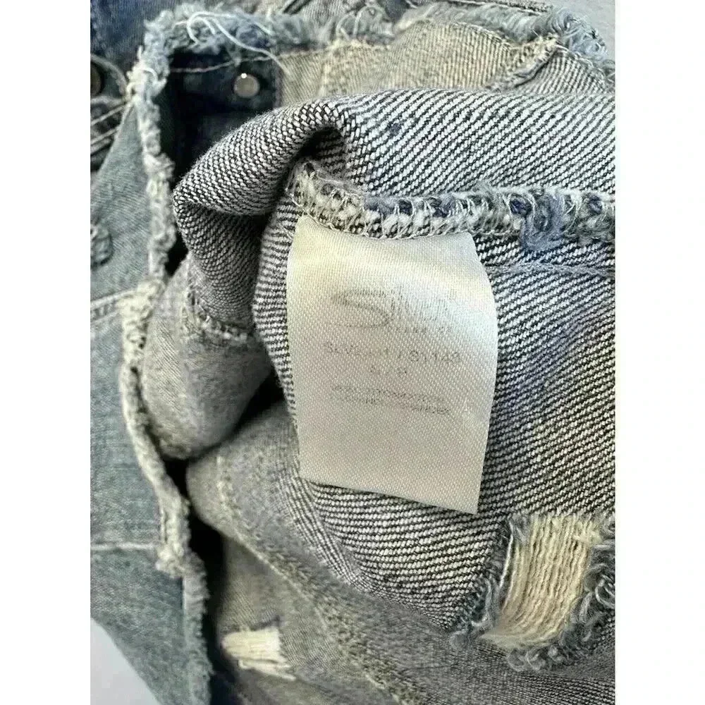 Silver Vest Women’s Small Blue Jean Denim Cropped Moto Trucker Biker Distressed‎